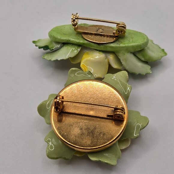 VTG Brooches Royal Doulton England Porcelain Gold Tone Bone China Floral Granny - Picture 5 of 10